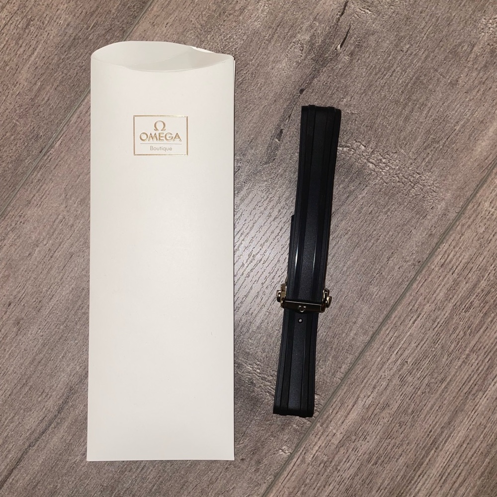 Omega Watch Strap 20MM Black Rubber Deployant Strap with clasp